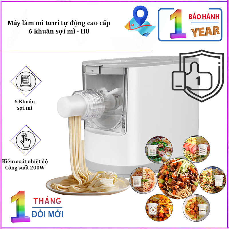 Máy làm mỳ tươi tự động đa năng H8 - Tích hợp 6 khuôn làm mỳ khác nhau, công suất 200W- Bảo hành 12 tháng