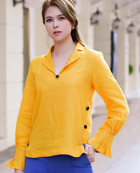 Áo Cổ Ve Linen Susan TOP148 Thời trang thiết kế Hity