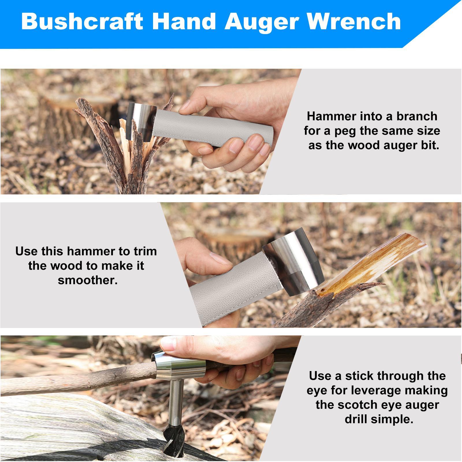3Pcs Hand Auger Drill Bit Woodworking Hand Screw Drill for Camping Tool
