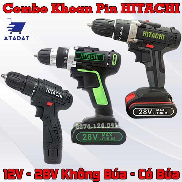 Máy khoan Pin HITACHI 28V Có Búa - Không Búa - Bắt Vít Hitachi 12V, Máy Khoan Lõi Đồng, Khoan Tường 12V