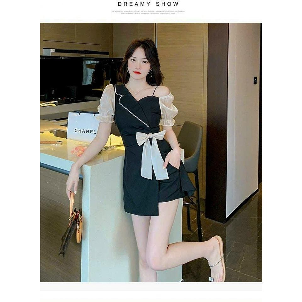 Set Bộ Kiểu Phối Nơ - Set Bộ Short Áo Phom Dài Phối Nơ