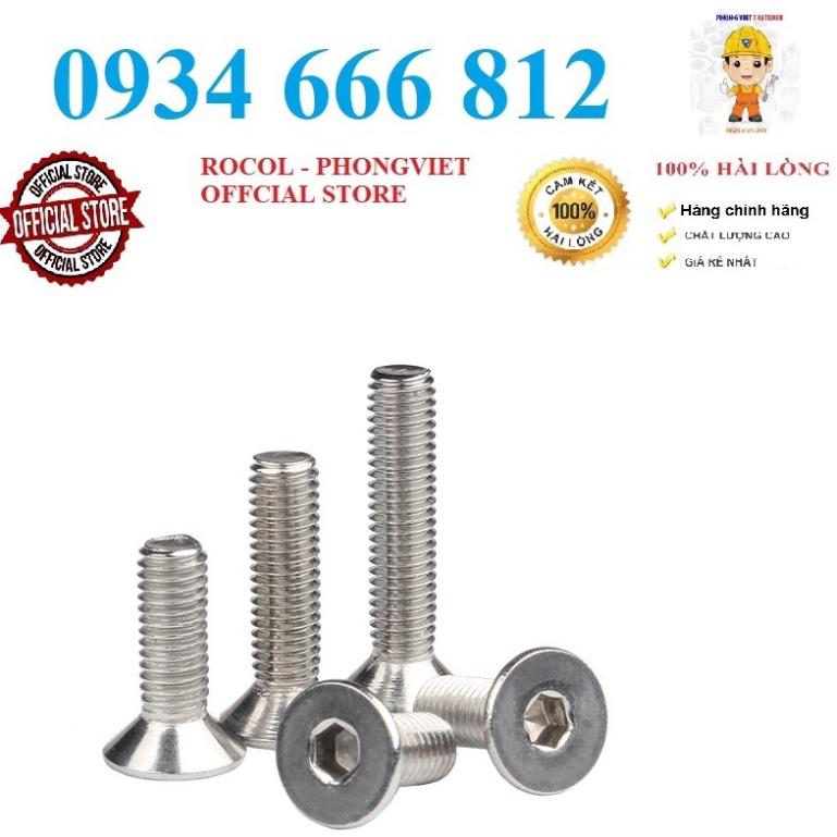 Combo 50c bulong lục giác chìm Đầu Bằng INOX 304 M4, M4X20, M4X25, M4X30
