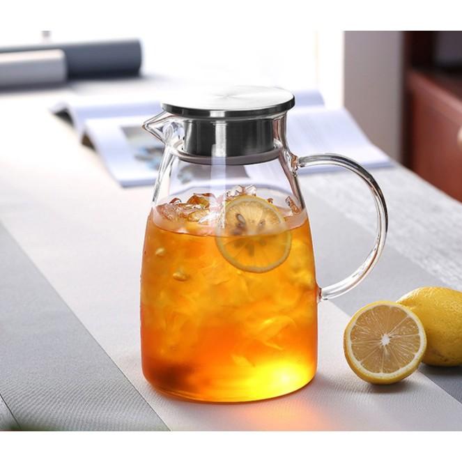 Bộ Bình, Ly Thủy Tinh Chịu Nhiệt Cao Cấp Borosilicate, Nắp Inox 304 Không Ghỉ