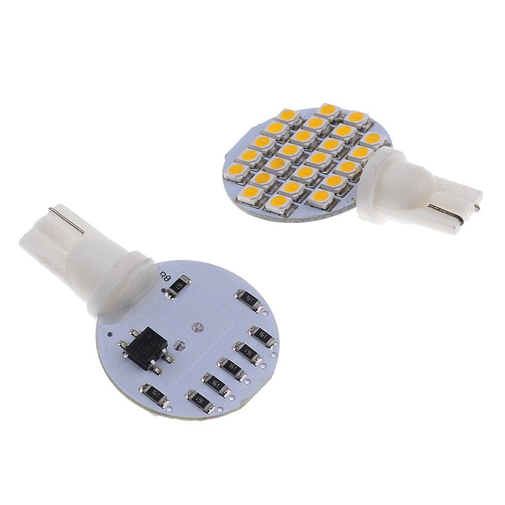 2 Pieces Replacement RV Trailer Interior T10 3528 24SMD LED Bulb Warm White