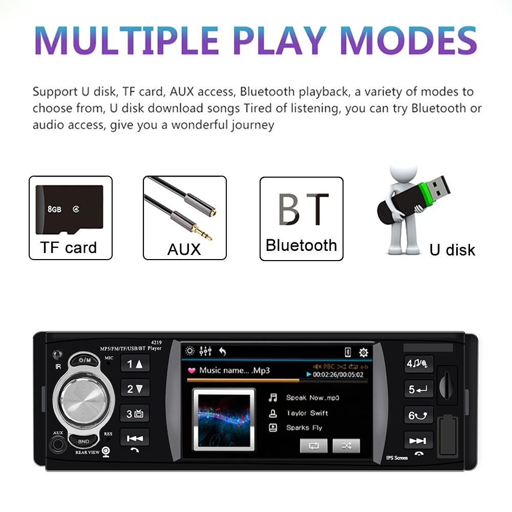 Máy nghe nhạc MP5 bluetooth 4.2 1 Din 4.1 Inch TF nhiều màu sắc kèm phụ kiện