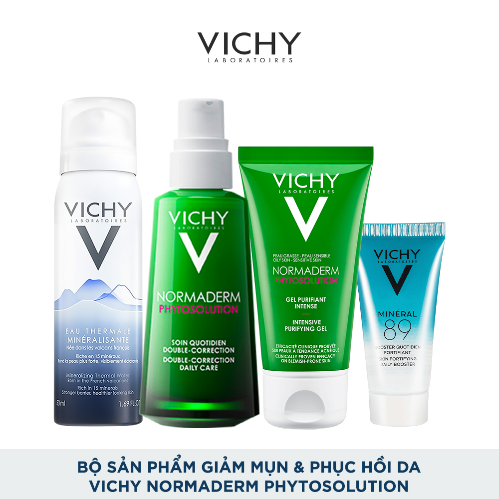 Bộ sản phẩm giảm mụn & phục hồi da Vichy Normaderm Phytosolution