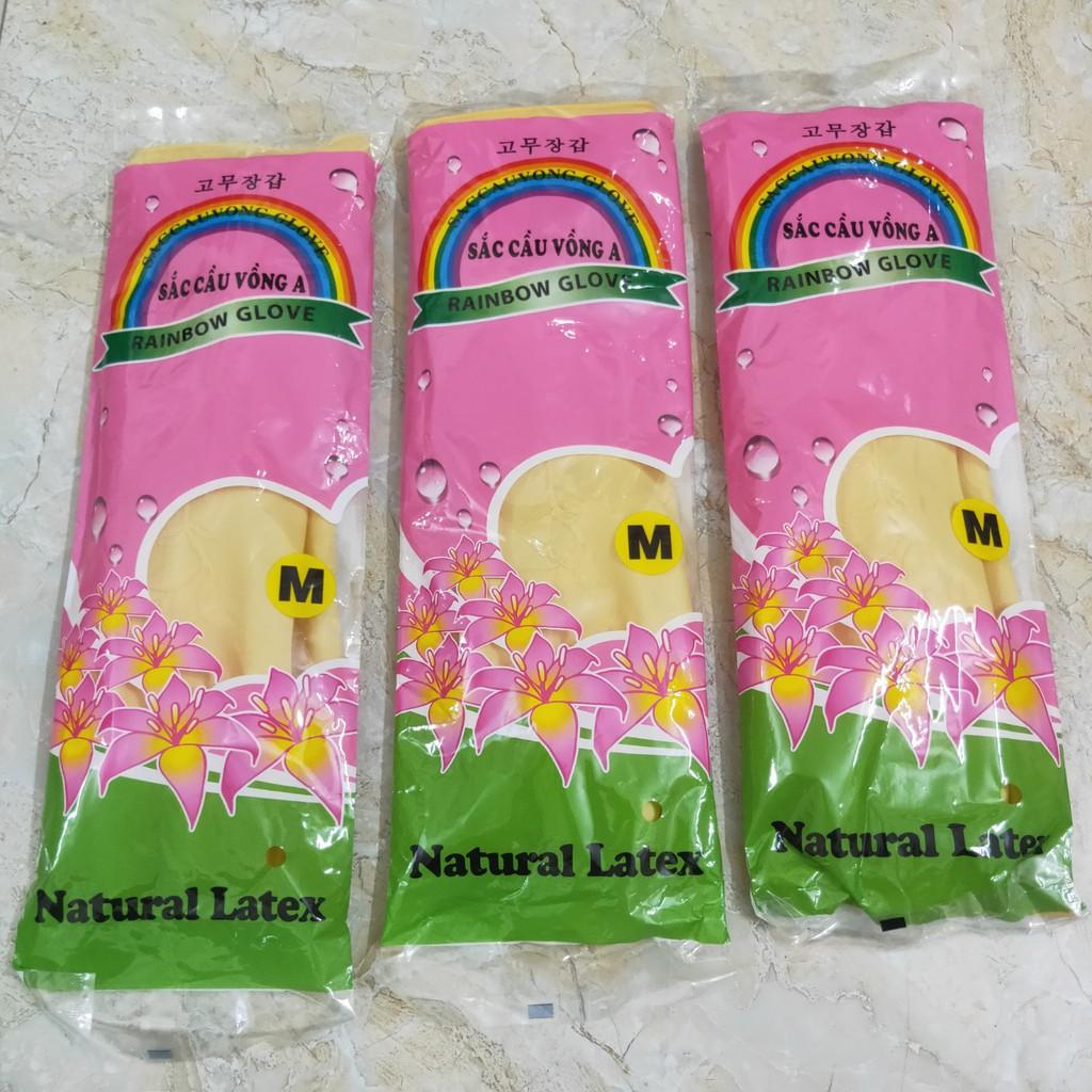 Găng tay chất liệu cao su chống nước dùng Rửa chén hoặc Giặt quần áo Rửa xe màu vàng dài 36cm