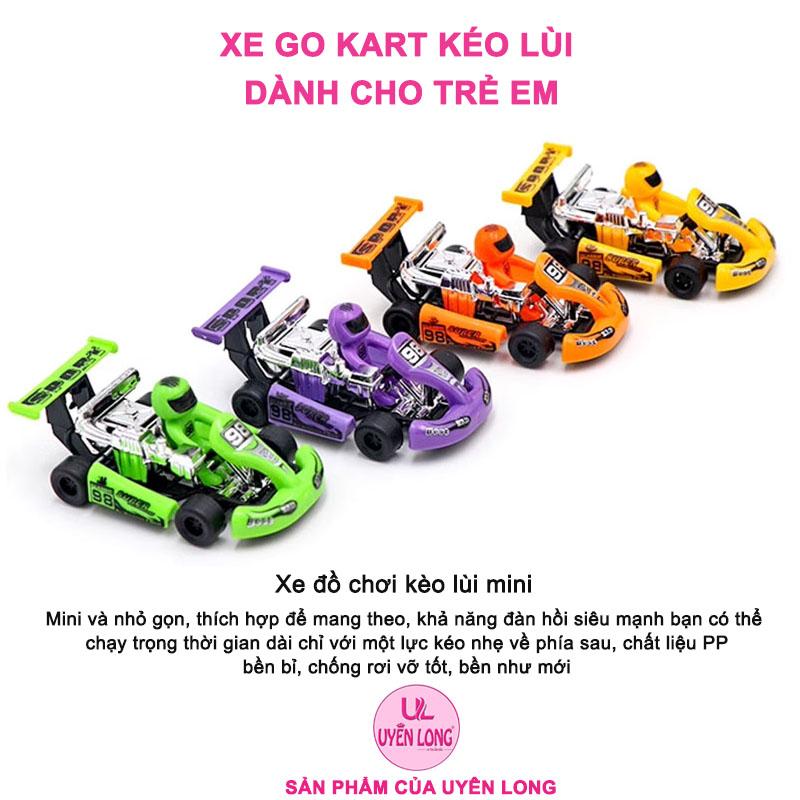 Xe Đua Go Kart Mini Kéo Lùi Chạy Cót Dành Cho Trẻ Em, Chống Rơi, Thân Thiện Môi Trường, Không Cần Pin, Hình Dáng Cổ Điển