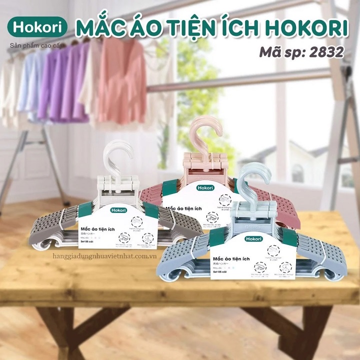 Combo 5 Móc Quần Áo Tiện Ích Nhựa Hokori Cao Cấp