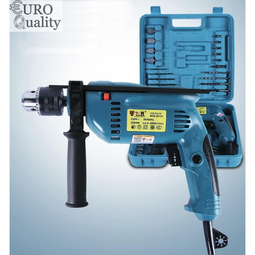 Bộ khoan điện cầm tay gồm máy + nhiều mũi khoan công suất lớn RJ001