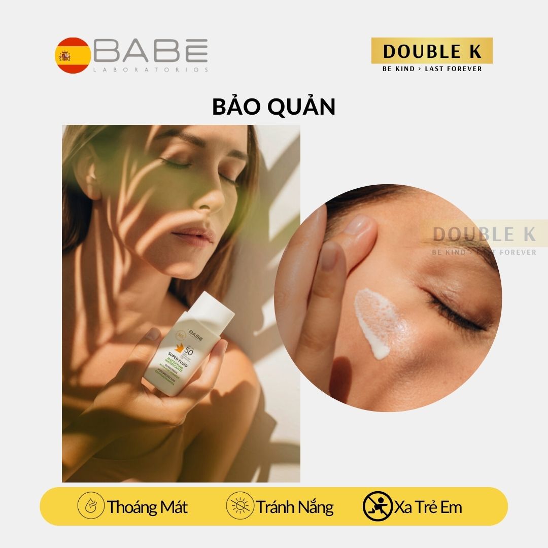 Kem Chống Nắng Kiềm Dầu BABE Super Fluid Mattifying Sunscreen SPF 50 - Double K