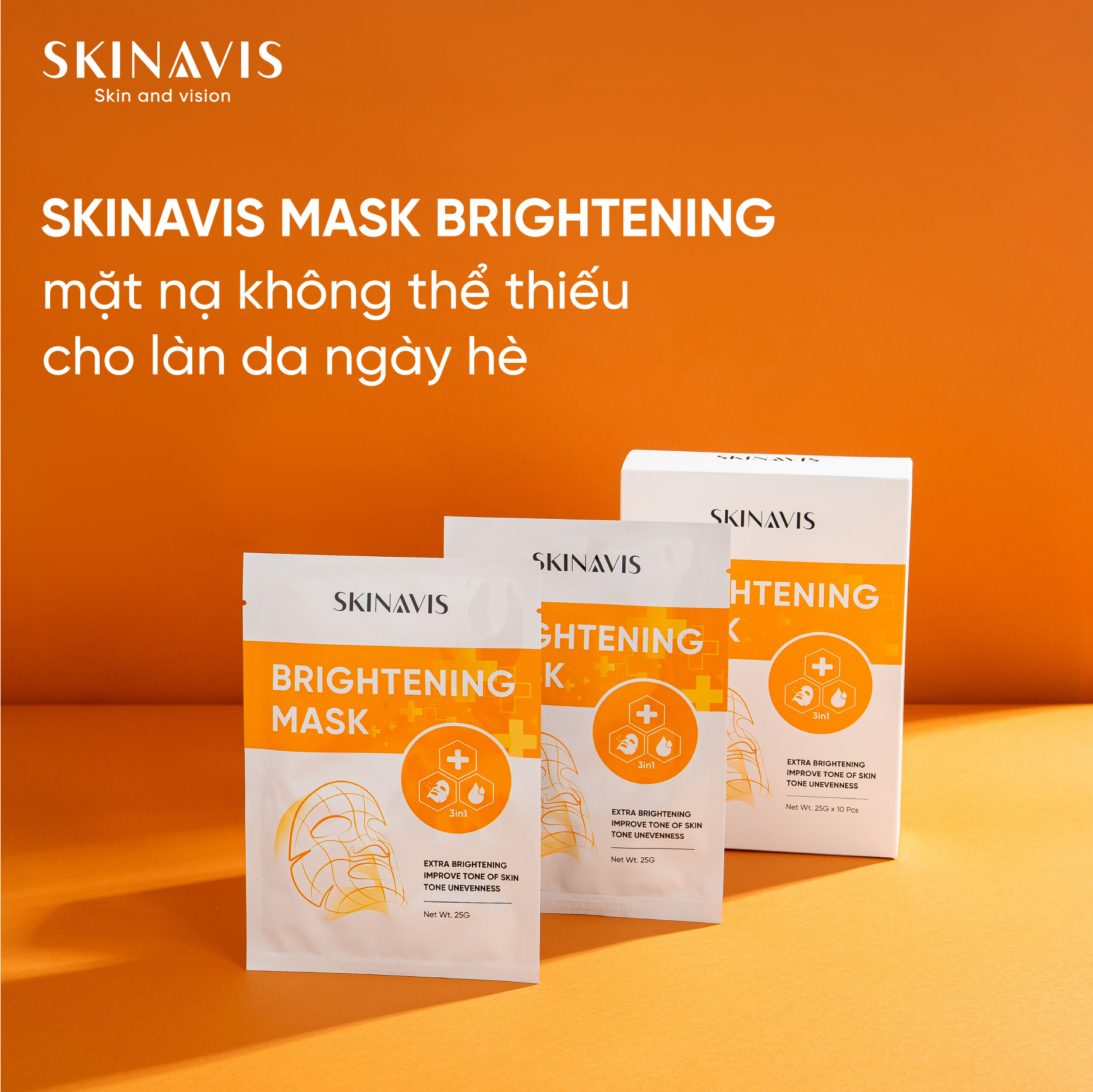 Mặt nạ cấp ẩm trắng da mờ thâm Skinavis Brightening Mask - 10 miếng