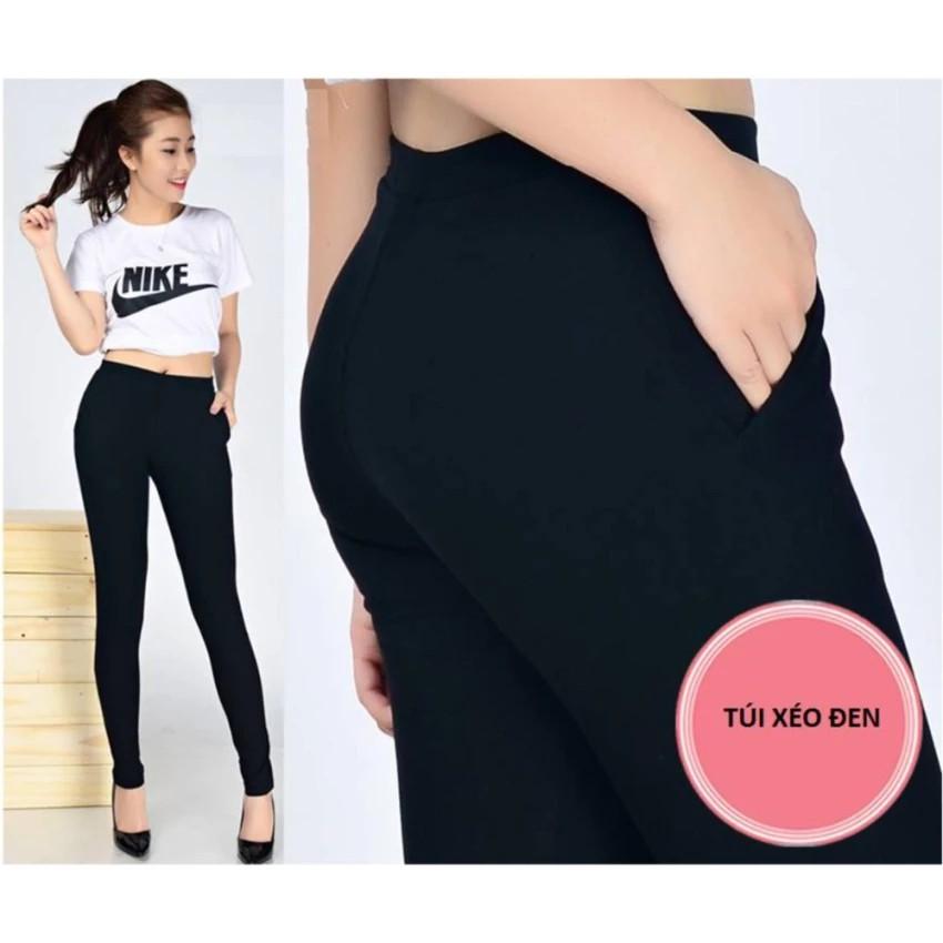 Quần Legging nữ trơn 2 túi xéo (Đen