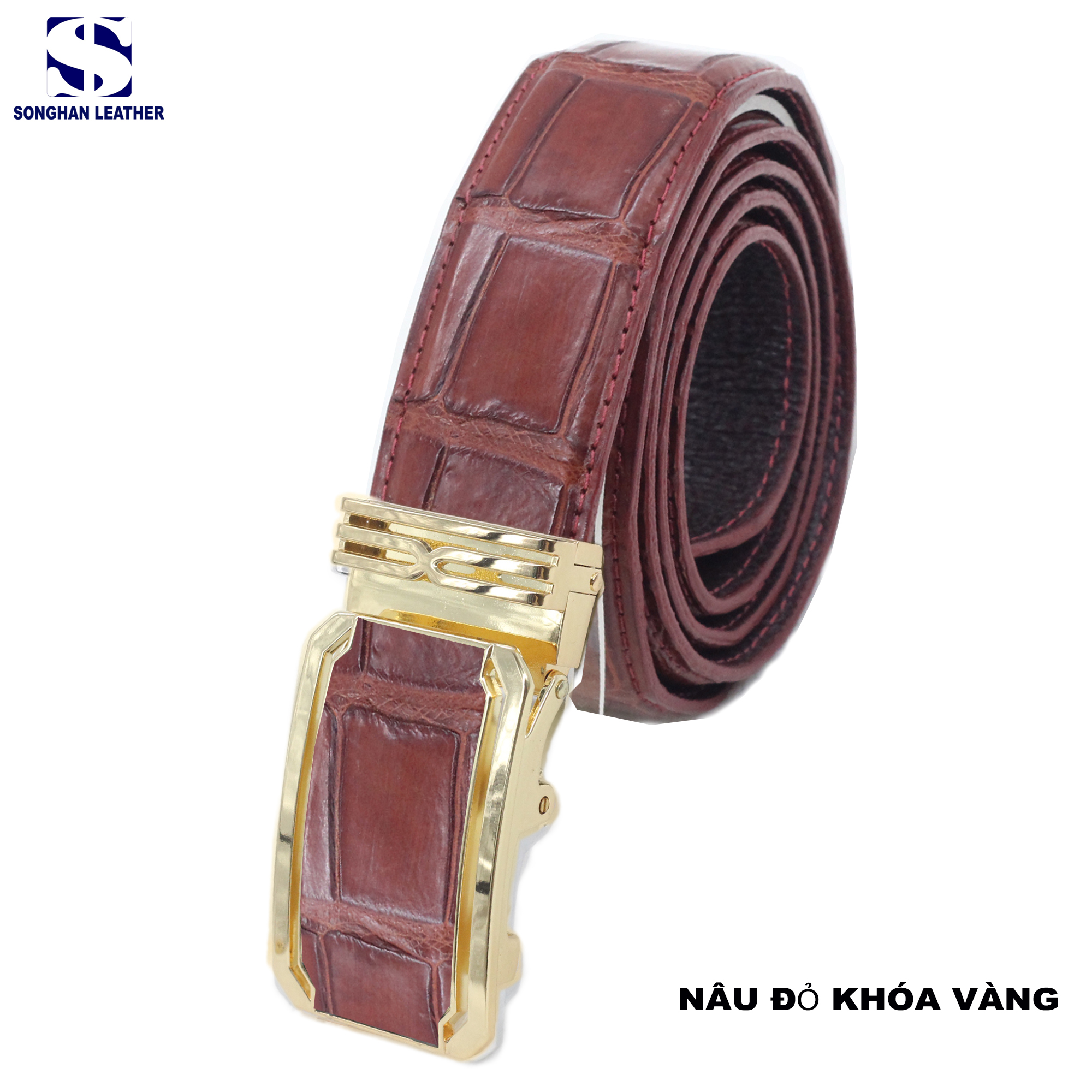 Thắt Lưng Da Cá Sấu Bản 3.5cm Songhan Leather MB01 Bản Liền.Dây Lưng Da Kèm Khóa Trượt Cao Cấp Không Rỉ BH 12 Tháng