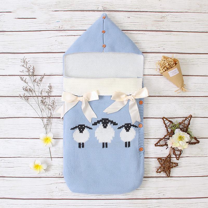 Bé Túi Ngủ Xe Đẩy Đan Slaapzak Trẻ Sơ Sinh Bao Da Cừu Sơ Sinh Dệt Kim Ngủ Bao Footmuff Dành Cho Trẻ Em Sleepsack Đầm