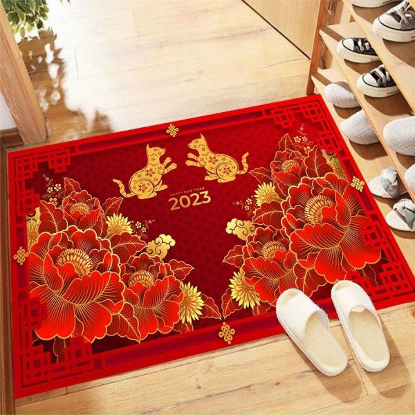 Thảm Lau Chân , Chùi Chân Hình Thú 3D Chống Trơn Trượt , Thấm Hút TốT ,Thảm Chùi Chân 3D Sắc Đỏ Đón Tết 60x40cm