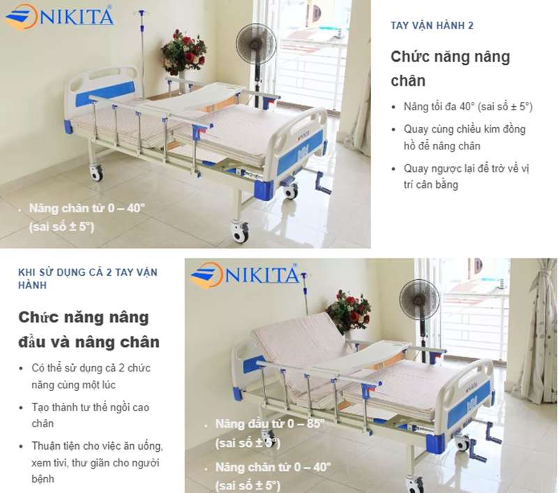 Giường bệnh Y tế, đa chức năng hỗ trợ chăm sóc người bệnh - Hàng chính hãng NIKITA