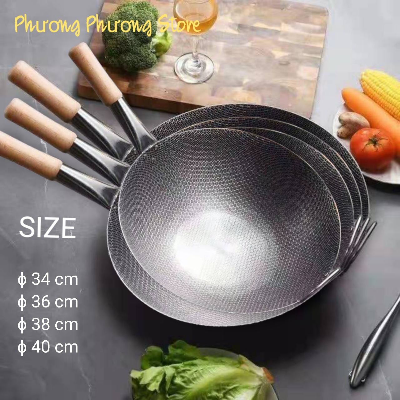 CHẢO QUAI INOX 304 CAO CẤP HÀNG DẦY BỀ MẶT NHÁM TỔ ONG CHỐNG DÍNH TUYỆT ĐỐI