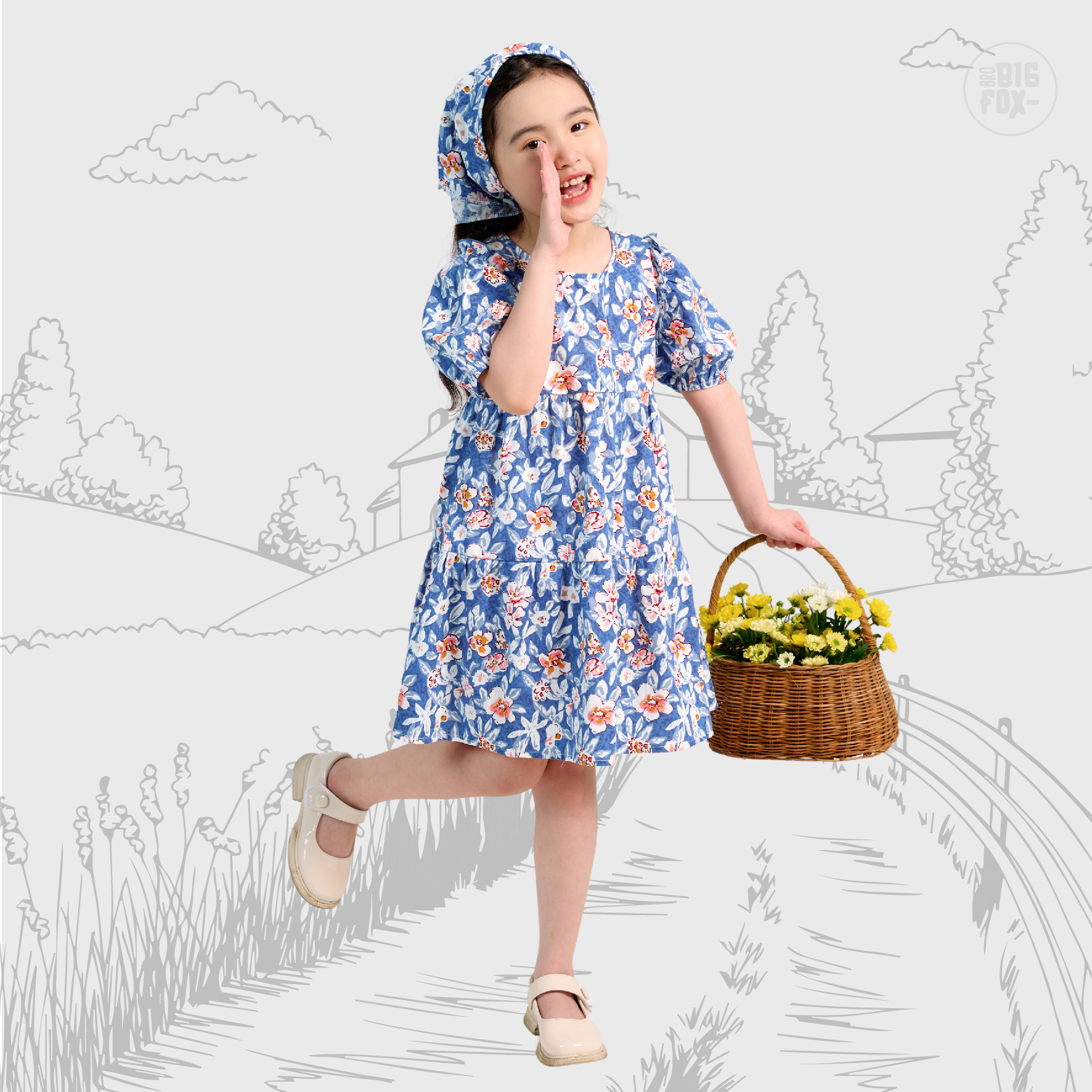 Váy Bé Gái Miss Meow, Váy Thô Cho Bé Tay Xếp Ly Xoè Ba Tầng In Hoa Size Trẻ Em 3-11 Tuổi