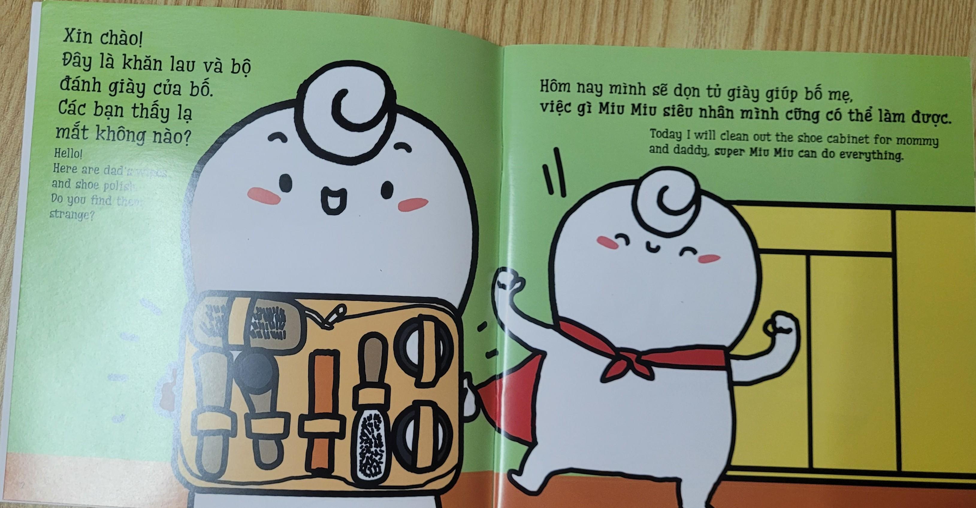 Sách Ehon Miu Miu Tự Lập Phần 1 Song Ngữ - Dọn Tủ Giày