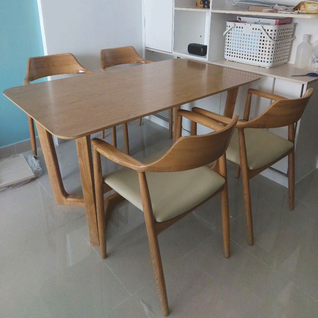 Bộ bàn ăn mặt gỗ IBIE Concord 4-6-8 ghế Praha gỗ cao su, tùy chọn màu sắc, hàng xuất khẩu loại 1