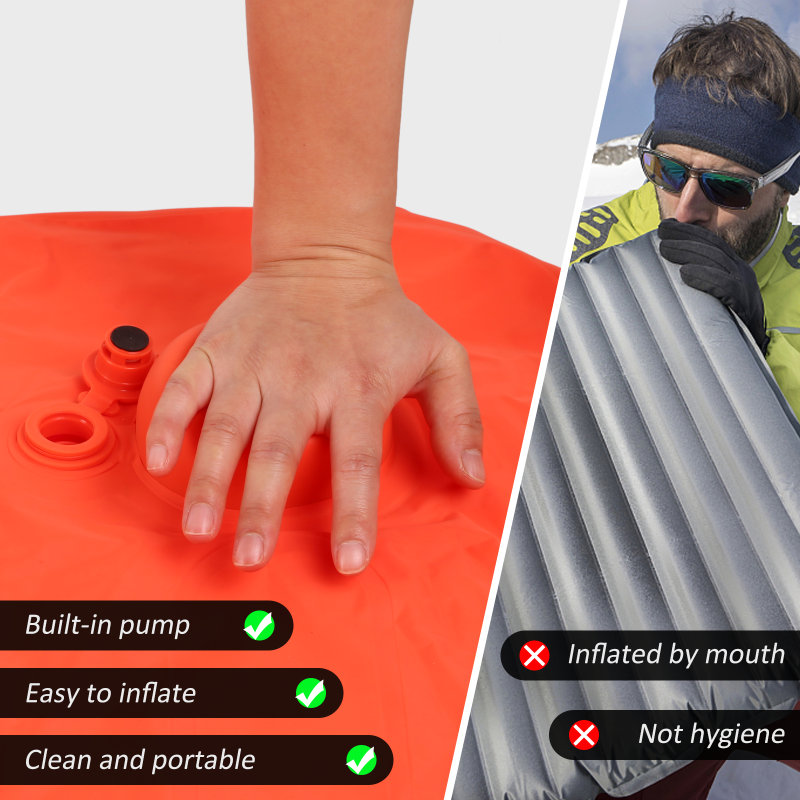 Đệm Ngủ Có Gối Bơm Hơi Cho Cắm Trại Du Lịch Đo Bộ Đường Dài