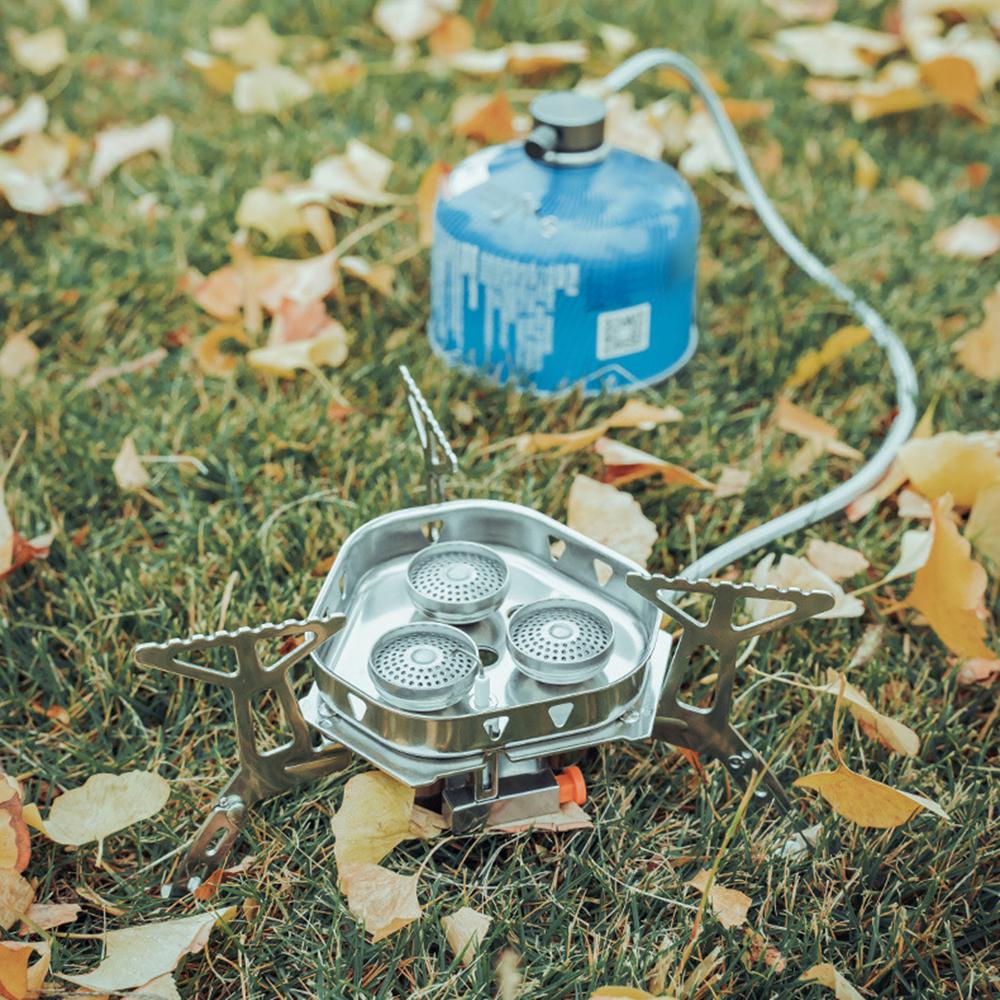 5800W Big Power Backpacking Stove with Piezo Ignition Portable Folding Camping Gas Stove Furnace for Outdoor Cooking Picnic Barbecue