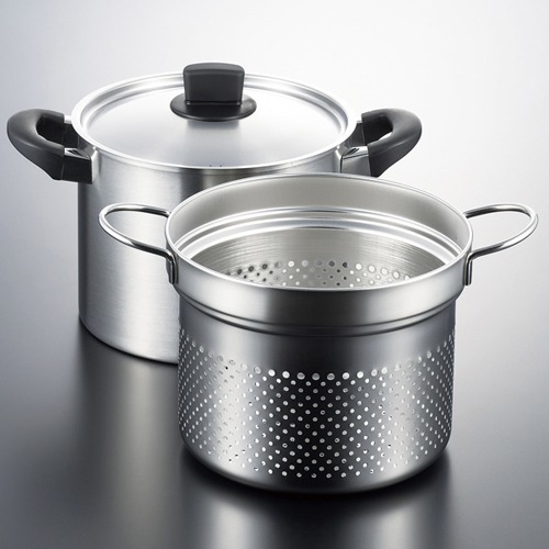 Combo 02 Bộ nồi lửng 2in1 hấp/ luộc inox có tay cầm Tsubame ( 18cm &amp; 22cm ) sử dụng được trên mọi loại bếp - Hàng nội địa Nhật Bản