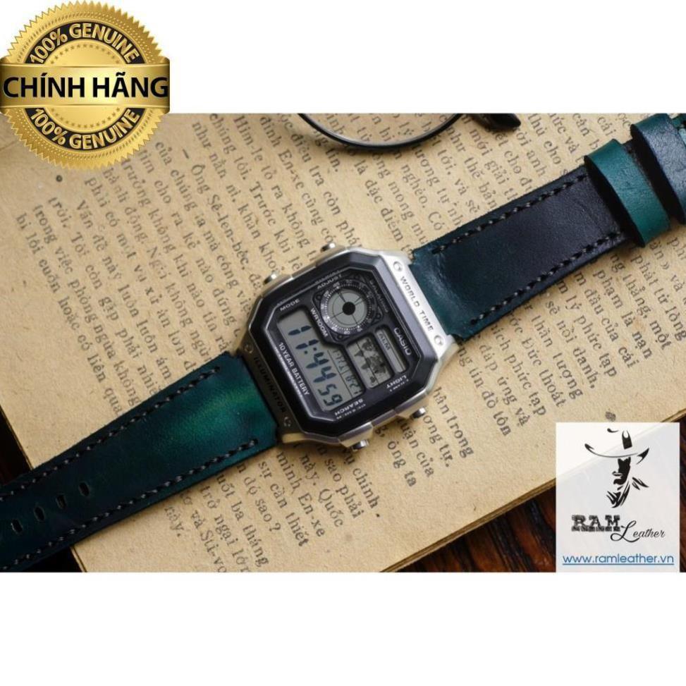 DÂY ĐỒNG HỒ DA BÒ Ý THẬT XANH LỤC  - RAM CLASSIC 1972  - HÀNG CHÍNH HÃNG