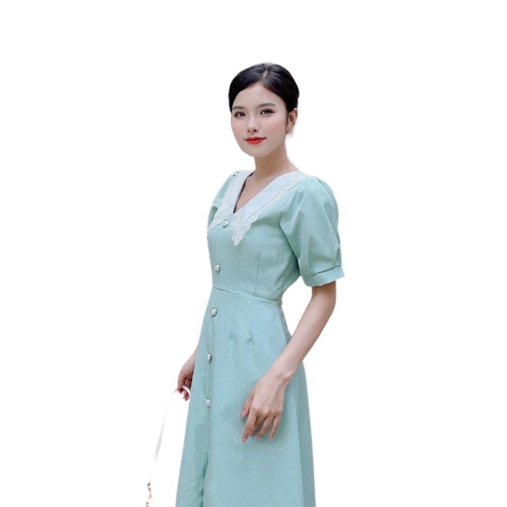 Đầm Váy Nữ Nhấn Nút Phối Cổ Xinh Xắn - QA00168