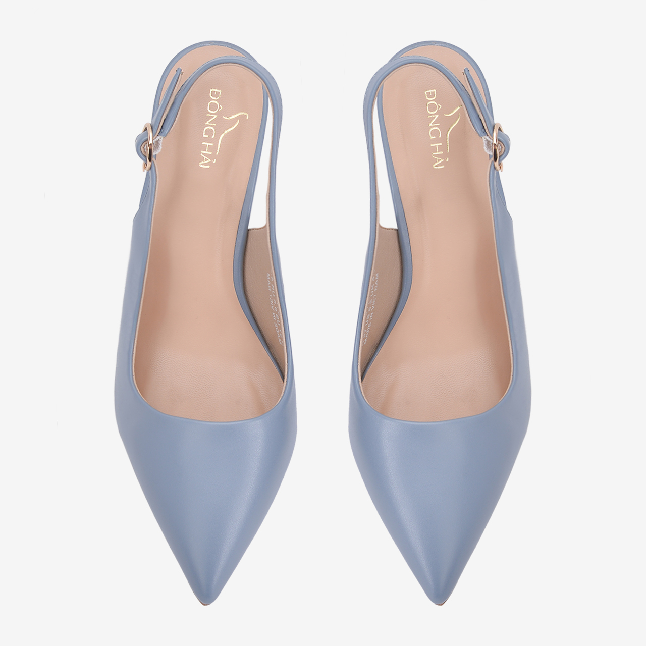 Giày cao gót nữ Đông Hải thiết kế Slingback mũi nhọn sành điệu đính gót kim cương cao 7cm - G81I8