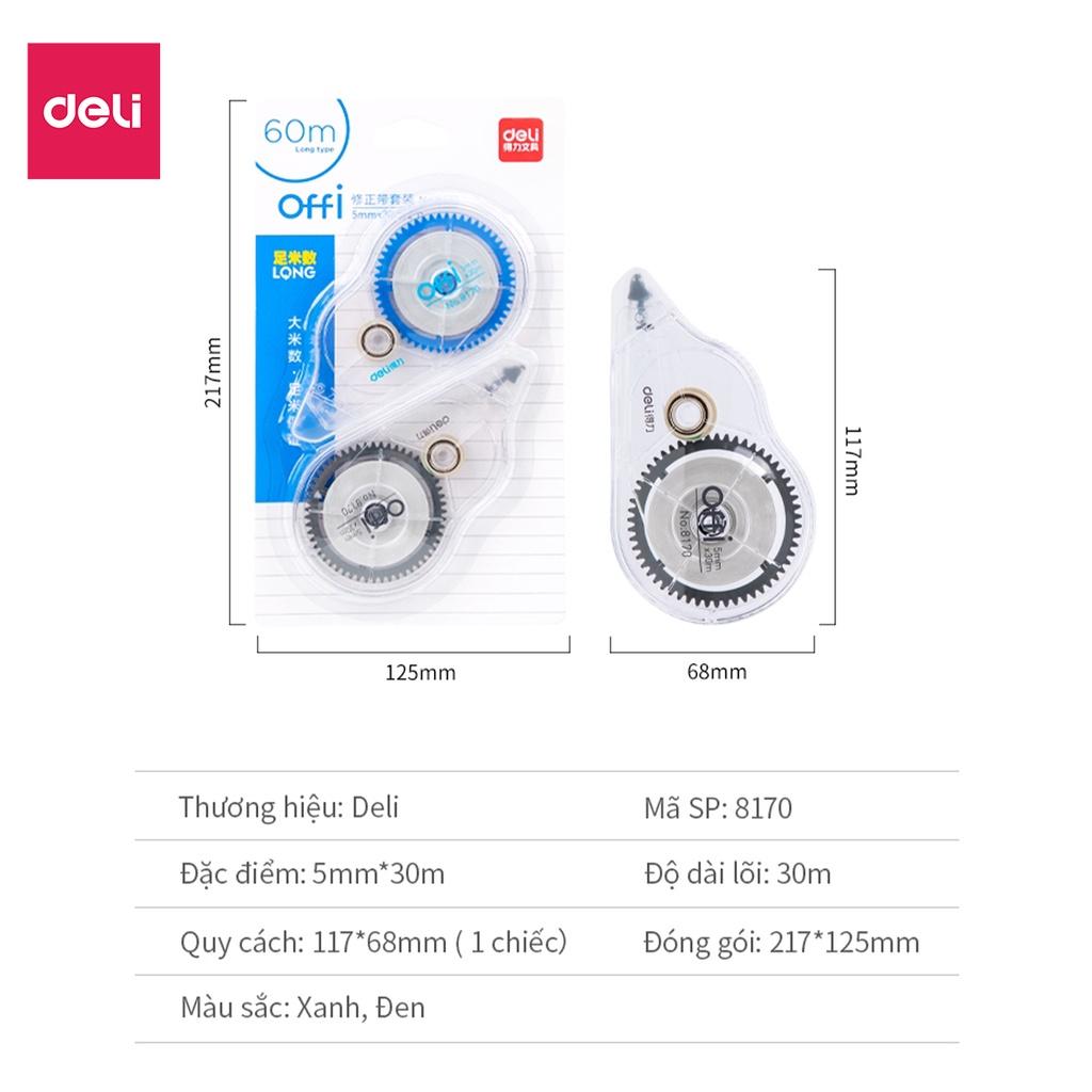 Set bút xóa băng cao cấp Deli Dài 30m/c - 2 chiếc/vỉ - 8170 .