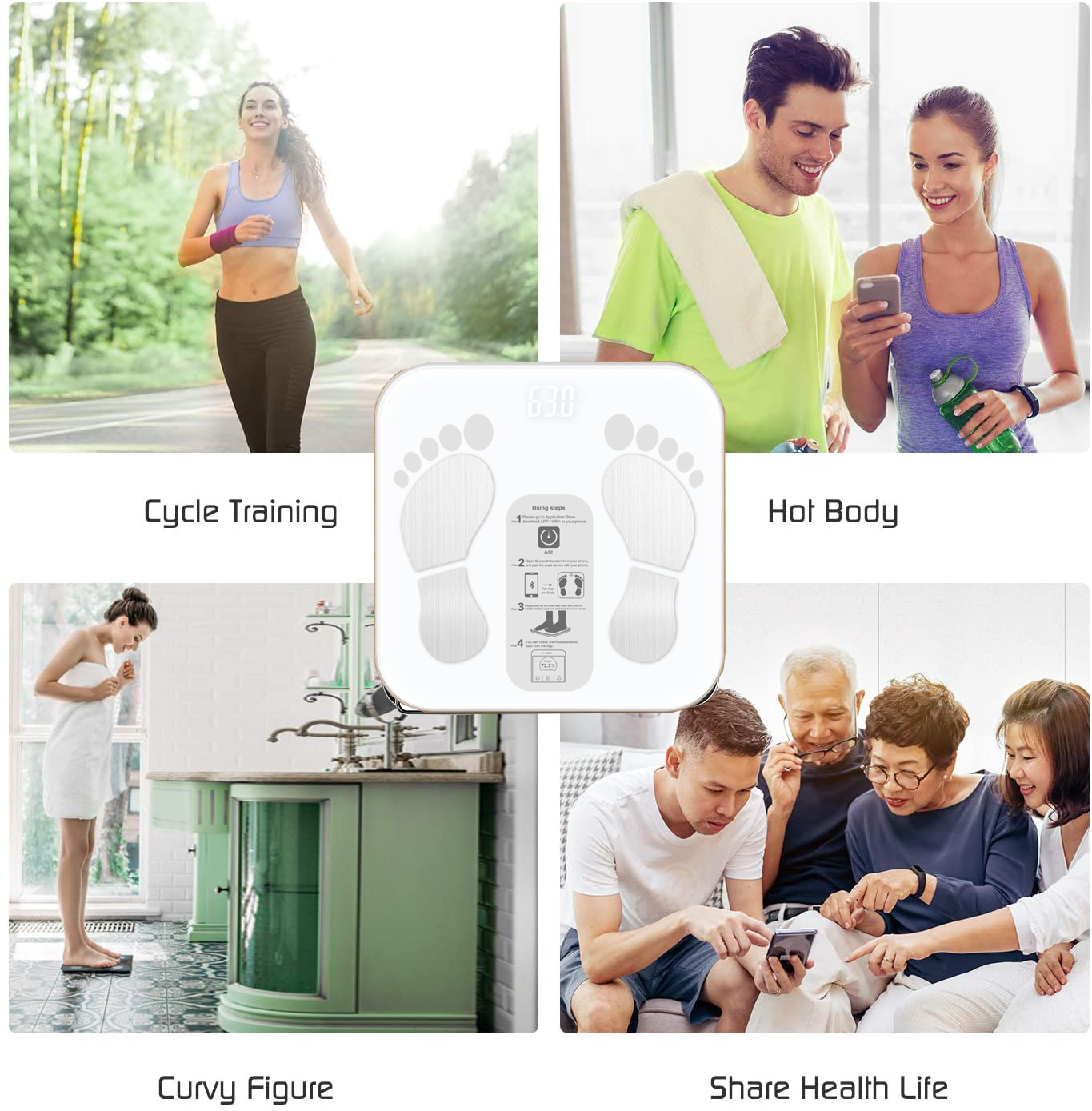 Cân Điện Tử Sức Khỏe Thông Minh Digital Body Fat Scale 2020 Phân Tích Lượng Mỡ...Sử Dụng App Tiếng Việt