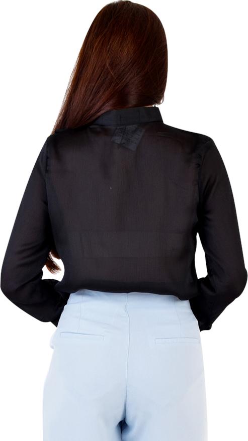 Áo Sơ Mi Tay Dài Phối Dây Nơ Sexycut - Đen
