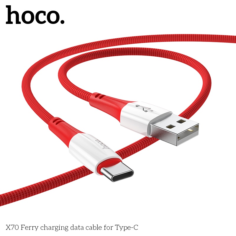 Dây cáp sạc nhanh, truyền dữ liệu USB to Type-C HOCO X70 Sạc Nhanh 3A dùng cho Samsung S21, Xiaomi ,Realme, Poco X3, Huawei,...Android -Hàng chính hãng