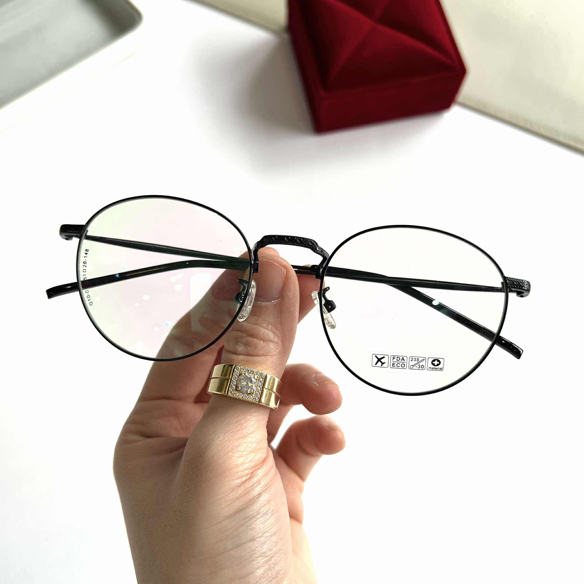 Kính đi đường chống nắng Mắt tròn gọng kim loại - Có thể thay mắt kính cận theo độ