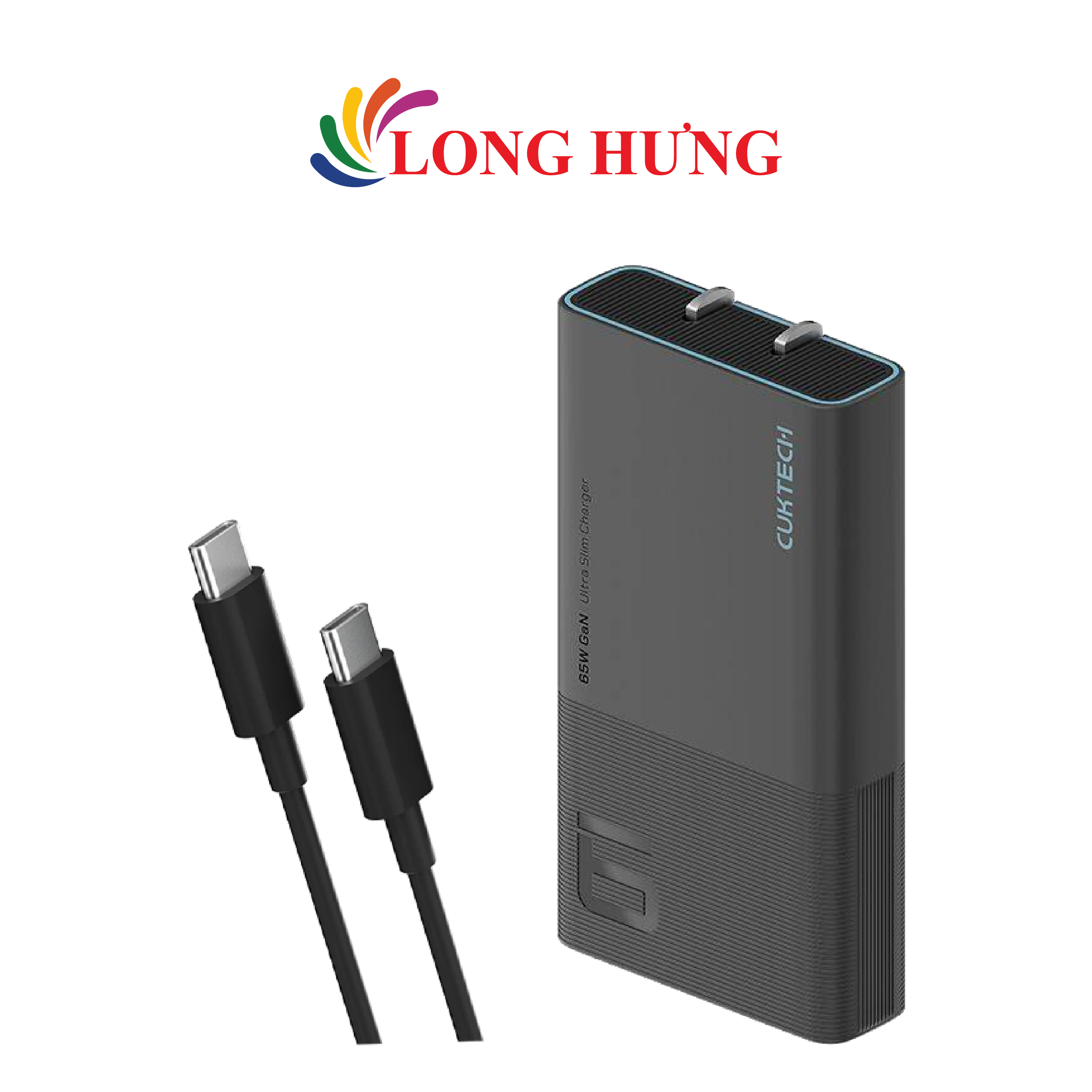 Combo cốc sạc Cuktech 2Type-C 65W + Cáp USB Type-C to Type-C PD 1.5m AD652S - Hàng chính hãng