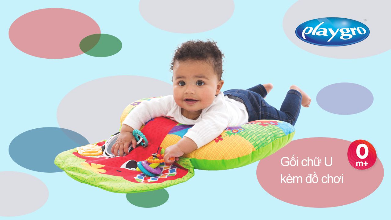 Gối Chữ U Kèm Đồ Chơi Voi Con Playgro, Cho Bé Sơ Sinh Đến 24 Tháng