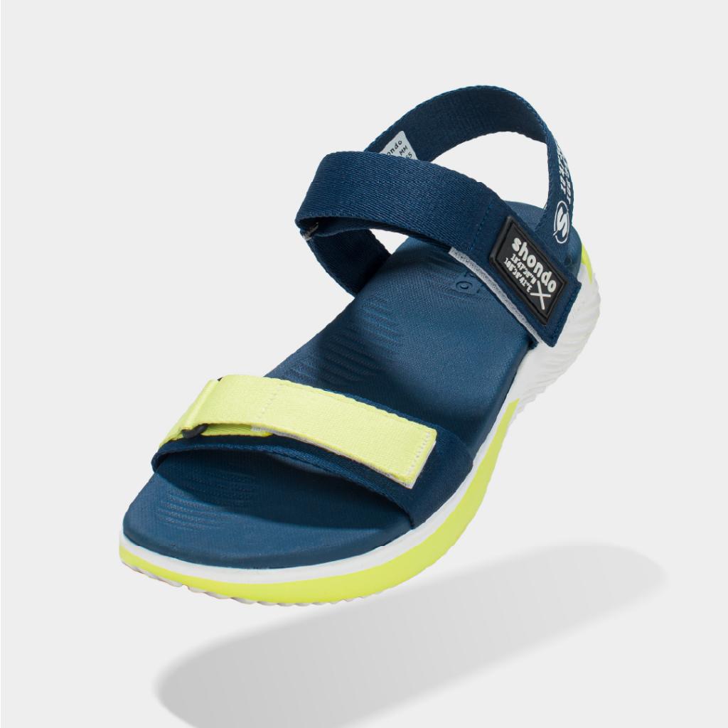 Giày Sandals Nam Nữ Shondo F7 Continew Đế Trắng Phối Quai Xanh Dương F7N0135