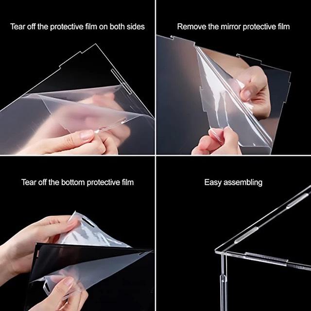 55 Size, dày 3mm, Hộp Mica trưng bày sản phẩm mô hình, đồ sưu tầm, chống bụi, dạng lắp ráp - 10x25cm