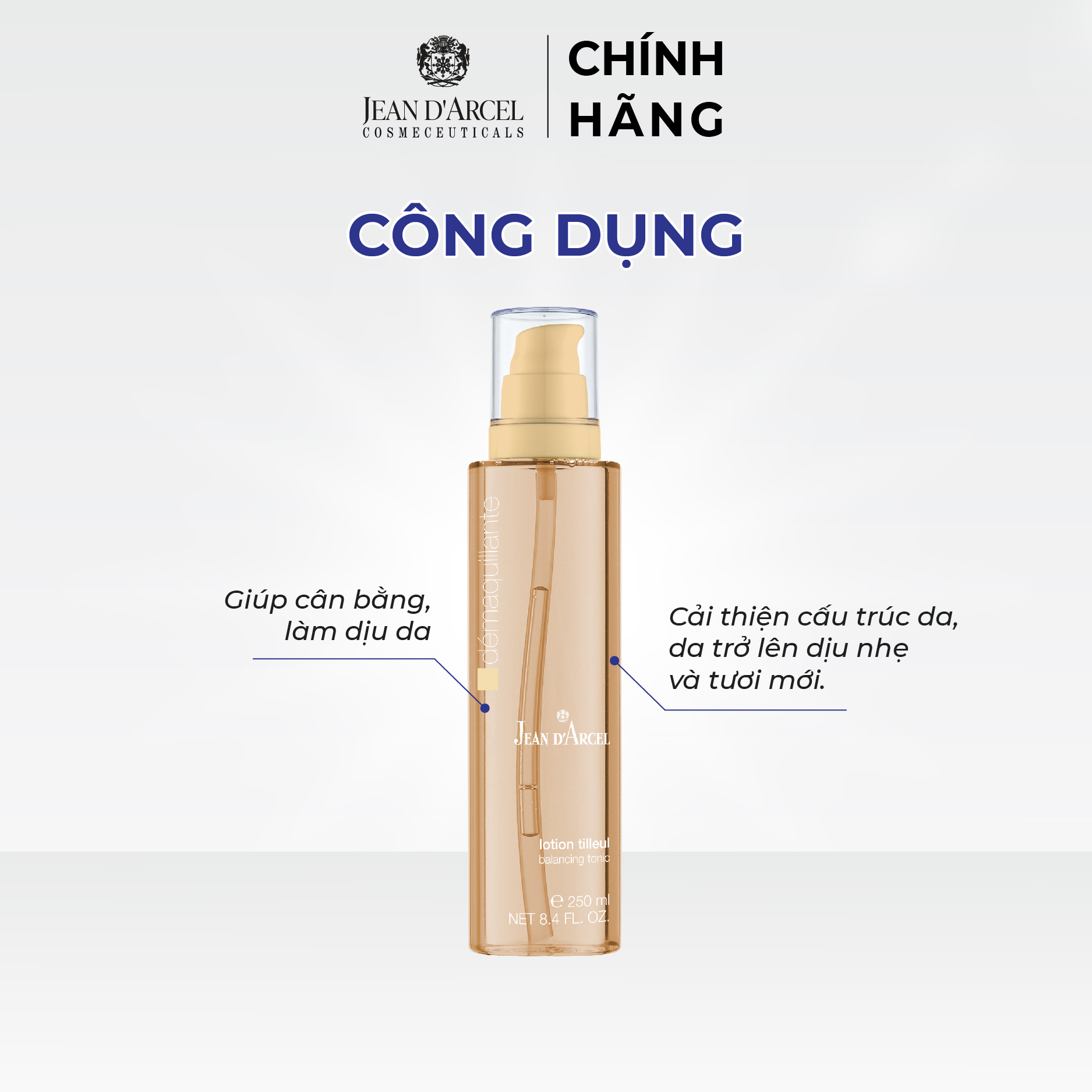 J04 Nước cân bằng cho da thường và da hỗn hợp Demarquillante - Balancing Tonic 250ml - Jean d'Arcel