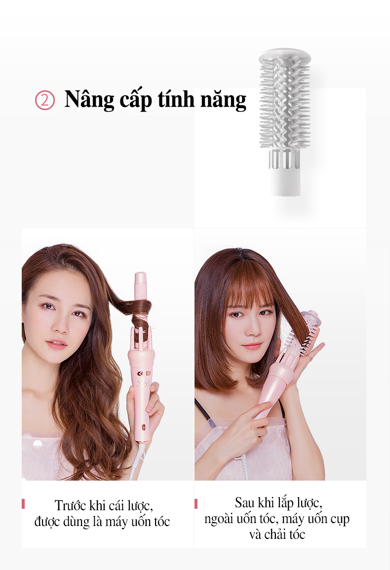 Máy Uốn Tóc Tự Động VIVID &amp; VOGUE®️ VAV208-Nâng cấp, uốn xoăn sóng và uốn cụp 2In1 tích hợp âm thanh thông báo-Hàng chính hãng, Bảo hành 12 tháng 1 đổi 1