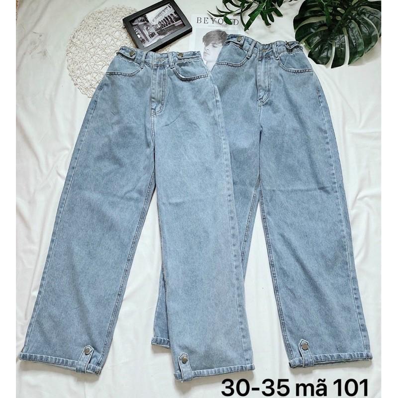 Quần baggy jean nữ lưng cao size đại kiểu lai gấp