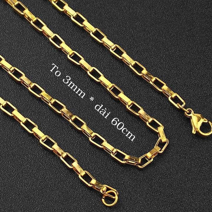 Dây chuyền nam titan cao cấp thời trang inox thép không gỉ kiểu hình vuông trangsucpt 3mm PTDCNA169