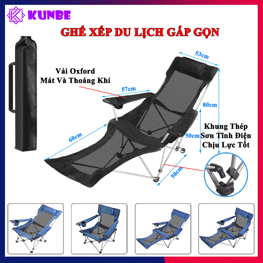 Ghế Xếp Du Lịch KUNBE Phù Hợp Dã Ngoại Thư Giãn Kết Hợp Nằm Nghỉ Trưa Văn Phòng, Bệnh Viện