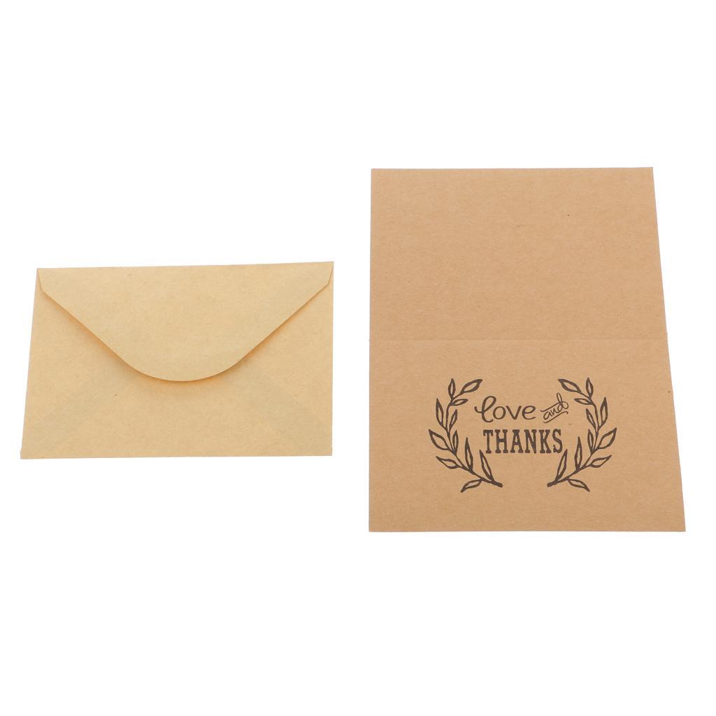 50pcs Kraft  and Thanks Cards with Envelopes for Wedding Party