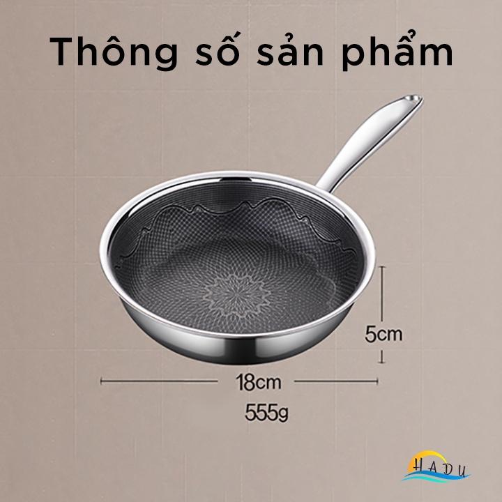 Chảo Chống Dính Bếp Từ Sâu Lòng Mini Inox 304 Cao Cấp 18cm 5 Lớp Đạt Chất Lượng Đức HADU