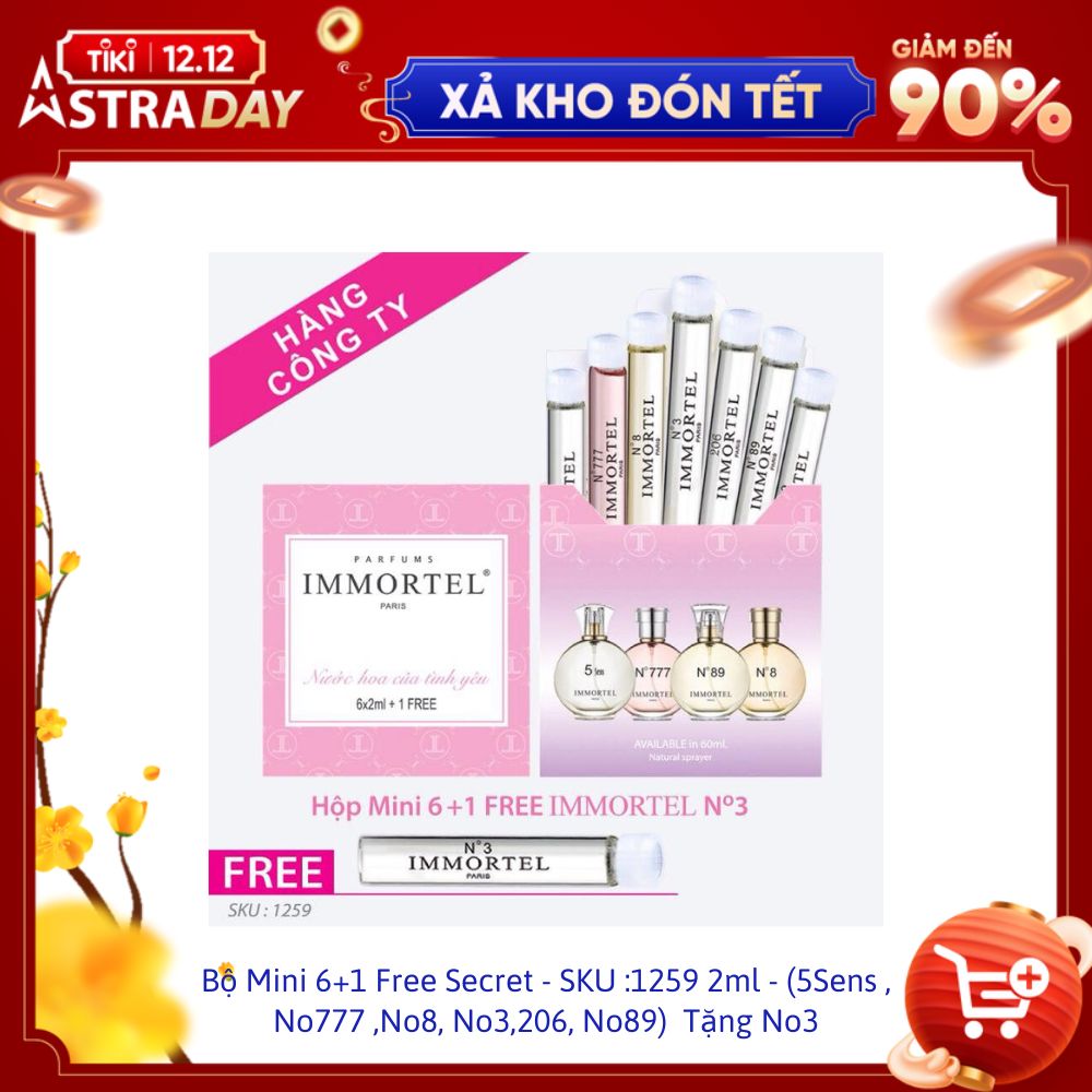 Bộ Nước Hoa IMMORTEL Mini 6 +1 Free No3 chai xức 2ml - Eau De Parfum