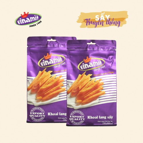 Khoai Lang sấy Vinamit hàng xuất khẩu loại đặc biệt, thơm ngon, giòn tan, nguyên chất, chính hãng 100