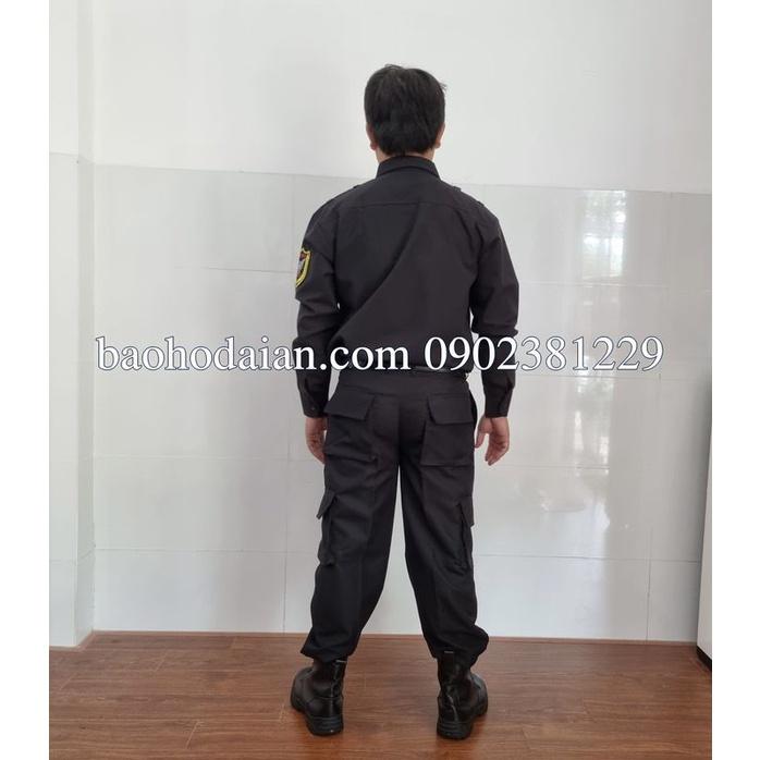Quần áo vệ sĩ dài tay vải màu đen có logo vai + ngực